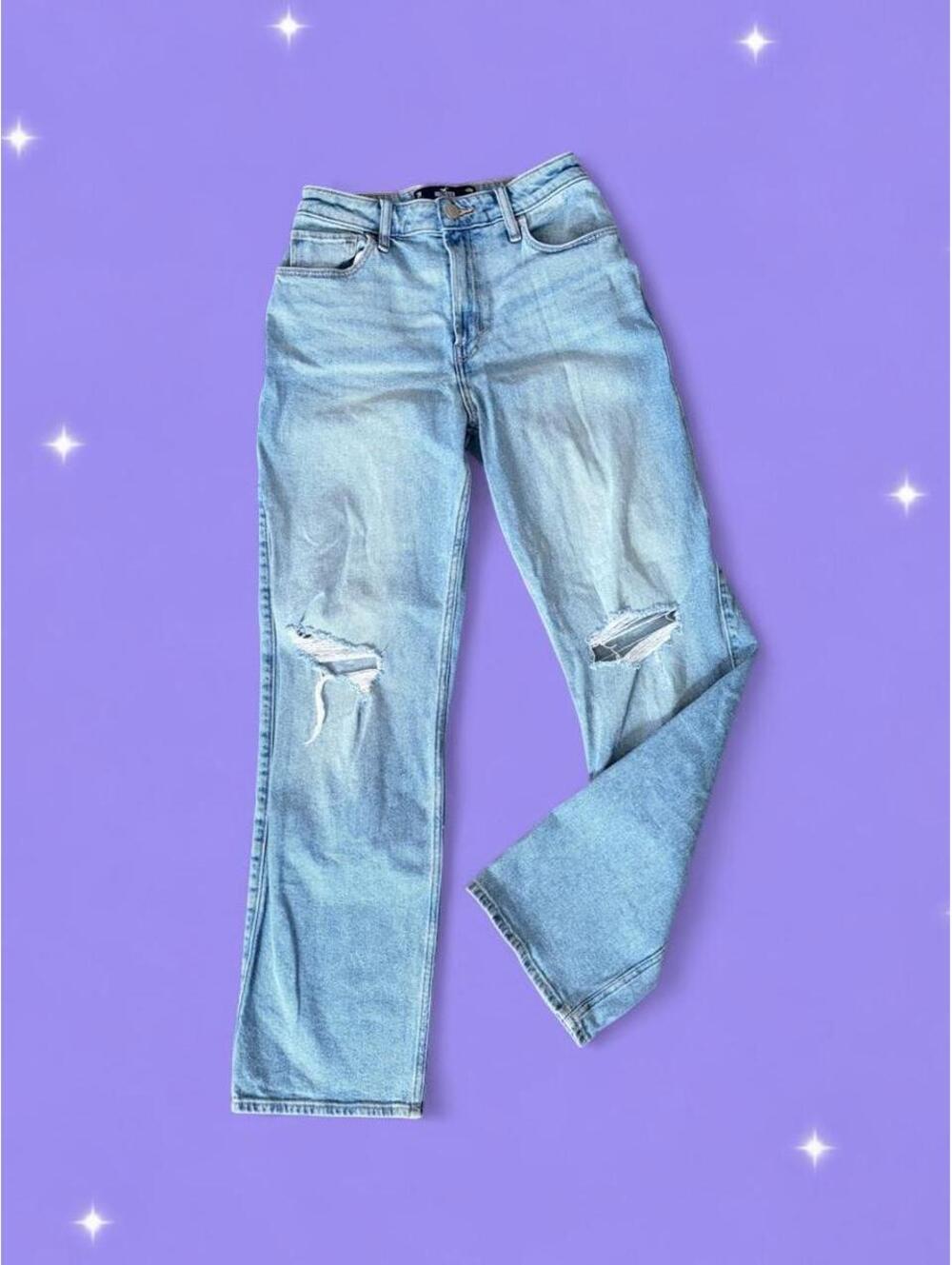 Vintage Hollister Ultra High Rise Dad Wide Leg Distressed Jeans size 2R 💙